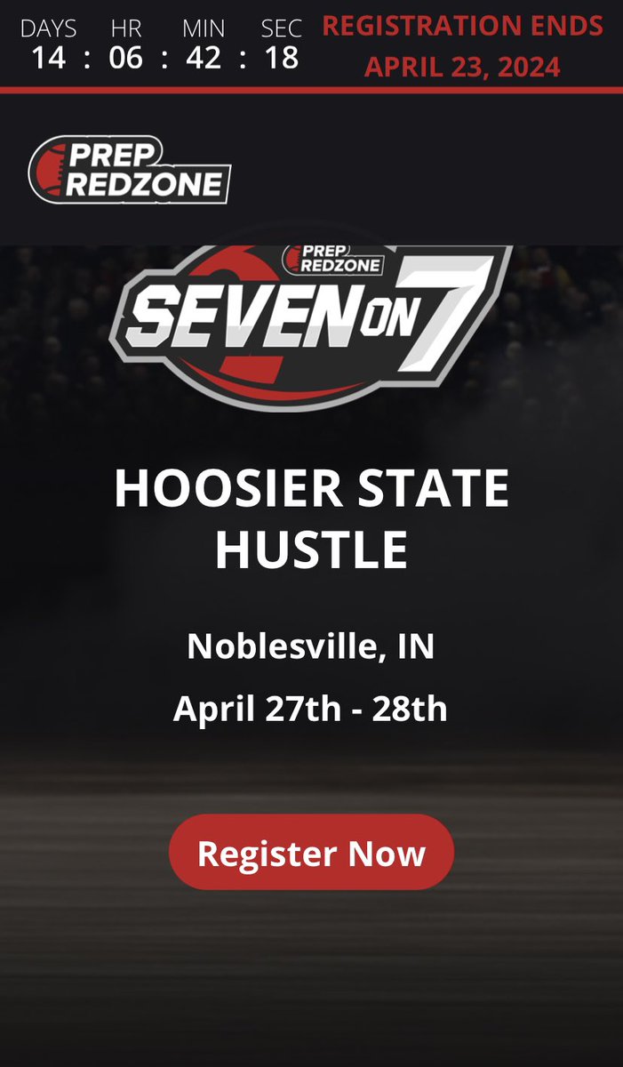 Ohio, I t’s not too late to get a 7v7 team in for Prep Redzone’s Indiana event. The event is open to all 12U, 14U, 15U, & 18U teams. Check it out! Hoping we can come to Ohio in 2025! events.prepredzone.com/e/1050/registe…