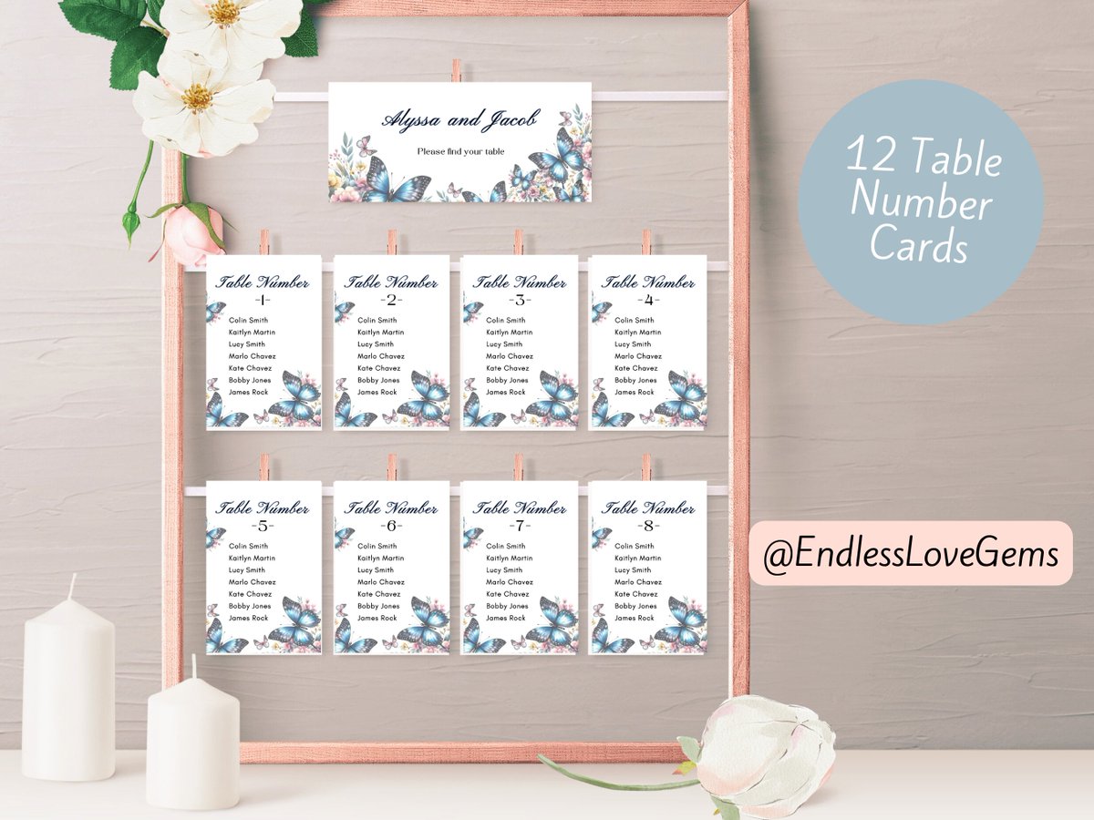 endlesslovegems's tweet image. endlesslovegemsco.etsy.com/ca/listing/169…

Guide your guests with grace using our Butterfly Seating Chart and Table Number Cards. Elevate your event with charming butterfly-themed seating assignments. 🦋 #WeddingSeating #ButterflyTheme #PartyPlanning