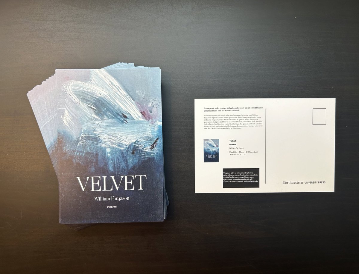 I’ve got some Velvet postcards! Let me know if you want one, and I’ll send it your way! DM me your mailing address or email me at willfargason@gmail.com. @northwesternup