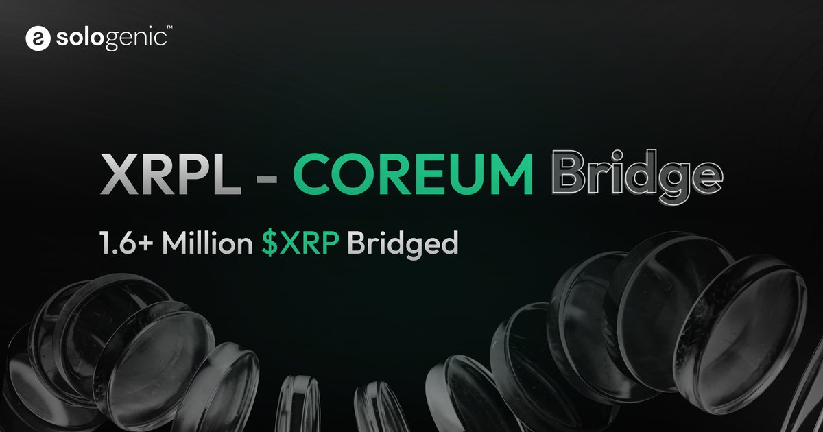 Over 1,600,000+ $XRP are living on the @cosmos ecosystem using the XRPL Coreum Bridge. Supercharge your XRPL-native assets today. 🌉: sologenic.org/coreum-bridge #GoSolo #BridgeToTheCore