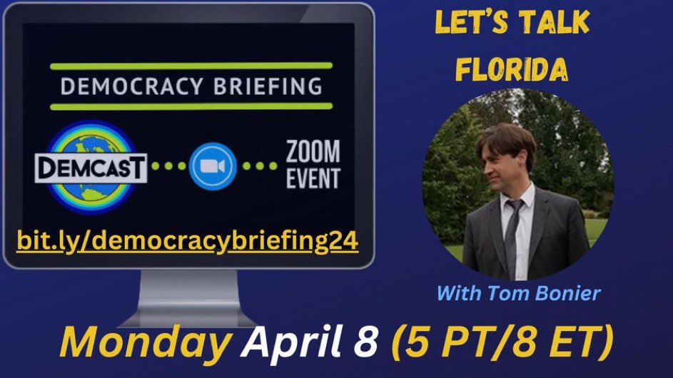 Join us TONIGHT on Zoom at 8pm ET with @tbonier as we break down all the reasons why FLORIDA might be up for grabs in 2024 & what you can do to help. Yes. I said FLORIDA. RSVP: us02web.zoom.us/webinar/regist… See you soon!