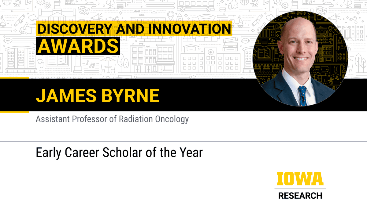 Meet James Byrne, assistant prof. of @IowaRadOnc in @IowaMed, 2024 Early Career Scholar of the Year. A physician scientist, Byrne develops novel biomedical therapies for cancer while continuing to treat patients. Congrats, Dr. Byrne!