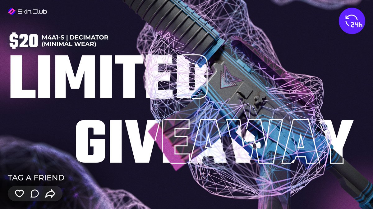 skinclubmedia's tweet image. 🤑LIMITED GIVEAWAY🤑

1. Follow us on Twitter  
2. Tag a friend in the comments below  
3. Retweet this publication    

Tomorrow, one of you will claim this beauty into your inventory🔥😎

#Giveaway #CS2 #freeskins