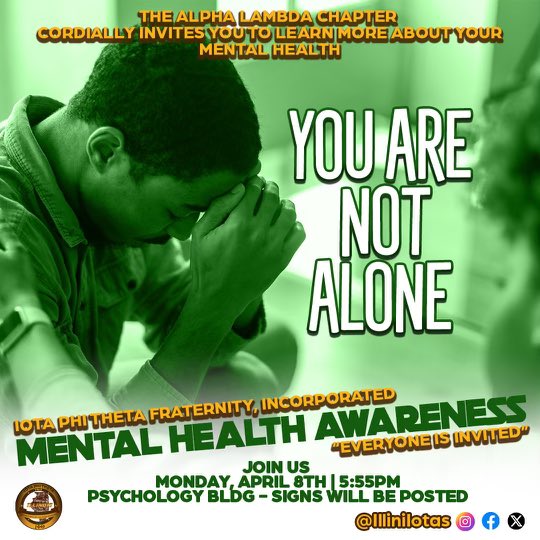 IlliniIotas's tweet photo. Join the Arrogant Alpha Lambda chapter of Iota Phi Theta Fraternity, Inc. as we discuss the importance of mental health and what we can all do to support one another. ⭐️⭐️⭐️⭐️⭐️
#uiuc24 #uiuc25 #uiuc26 #uiuc27 #oneiota https://t.co/VGuGAA7BKU
