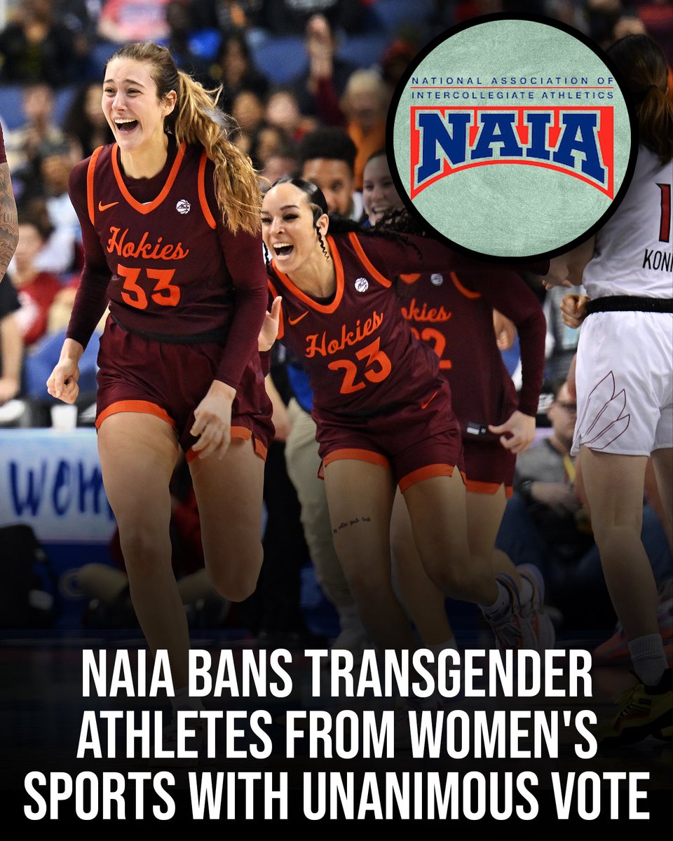 Outkick's tweet photo. The NAIA, which governs 249 small colleges around the United States, has banned transgender athletes from competing in women's sports.

The governing body announced the news on Monday after the Council of Presidents approved the policy in a 20-0 vote. https://t.co/Ruv6Ncp3by