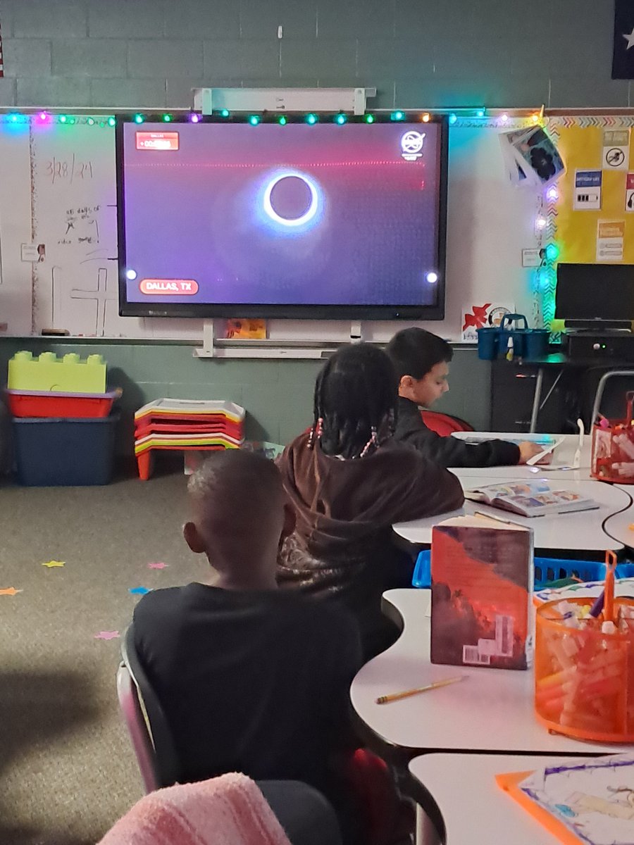 The clouds wouldn't let us be great and see the Solar Eclipse buy we had a fun time trying! Thanks to @NASA for streaming it. We were able to see it in our very own classroom!