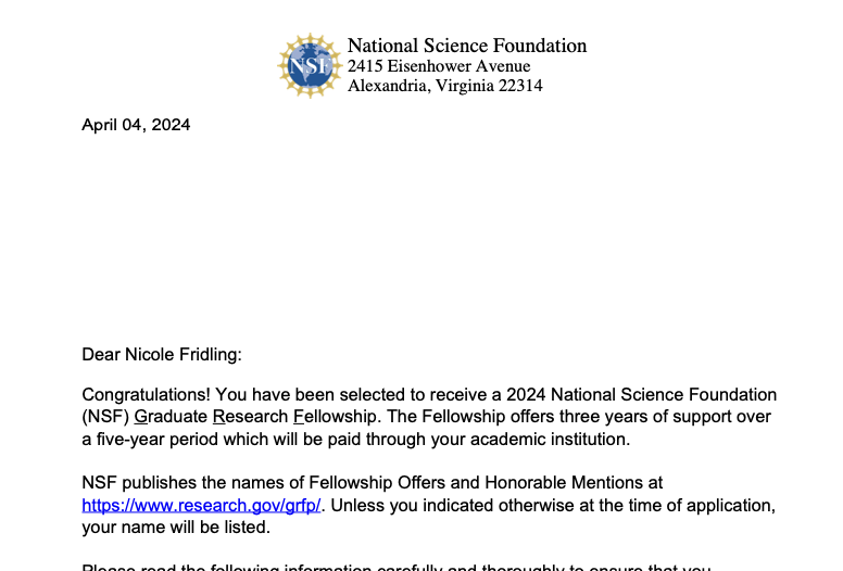 Excited to share that I've received the @NSF GRFP to support my continued study of using #mhealth to investigate behavioral patterns in response to stress at the @UMiamiPsych with @helleryeahz.

Special thanks to @KatyDondanville + @derrickhull for the continued mentorship.