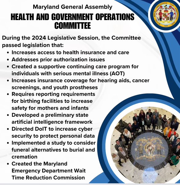 Thank you to the extraordinary team of legislators and staff on the Health and Government Operations Committee, both Democrat and Republican, who under the guidance of @SpeakerAJones did so much for Marylanders this session. I am grateful to have led the committee as its Chair.