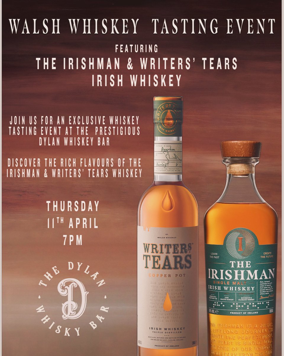 This months Kilkenny Whiskey Guild sitting sees the wonderful team at Walsh Whiskey showcasing both Writers' Tears Whiskey and The Irishman Whiskey Thursday 11th 7pm Limited Tickets available eventbrite.ie/e/walsh-whiske…