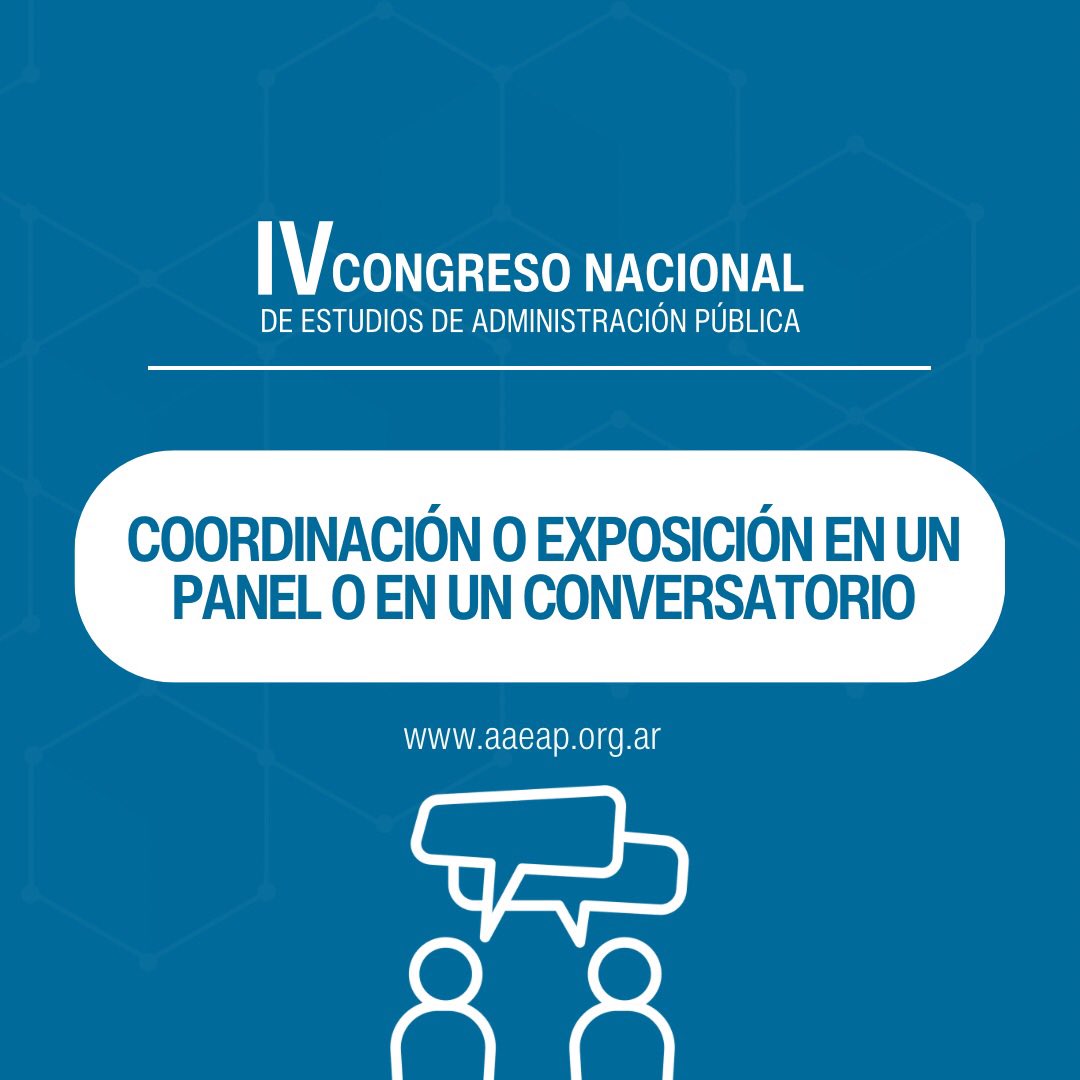 AAEAPok's tweet photo. 📣Armá tu panel o vení a conversar sobre alguna experiencia.

Inscribite al IV Congreso Nacional de Estudios de Administración Pública a desarrollarse en la ciudad de Córdoba (Modalidad Híbrida) 
 
📄Bases e inscripciones: https://t.co/bPAV3OLbjm https://t.co/Bg0XOd66dC