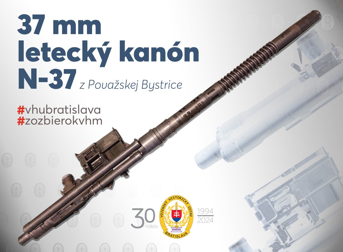 🗄 V zbierkach Vojenského historického múzea v Piešťanoch sa nachádza aj 37 mm letecký kanón. Jeho výroba prebiehala na Považí. Prečítajte si o ňom viac: 🔗 vhu.sk/37-mm-letecky-… #vhubratislava #mosr #kanon #povazie #vhm #zozbierokvhm