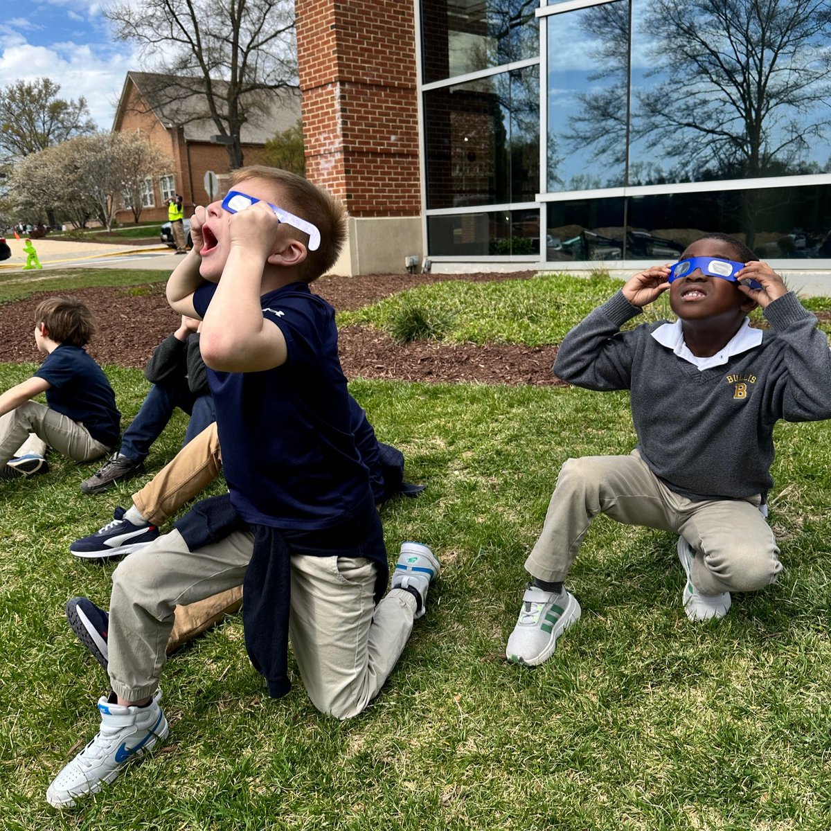 We caught the eclipse! A student got creative with Ms. Walsh's pinhole viewer and wanted to 'hold' the crescent sun! #solareclipse2024