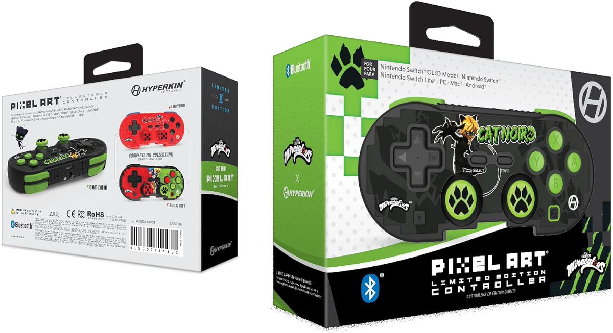 🇺🇸🎮@Hyperkin Limited Edition Pixel Art Bluetooth Controller Official Miraculous Edition—Officially Licensed for Nintendo Switch®, PC, Mac®, Android®, iOS® 🐈‍⬛Find it at Amazon! a.co/d/35yCYrY #zaggaming #hyperkin #miraculous #miraculousladybug #zag #gamervibes