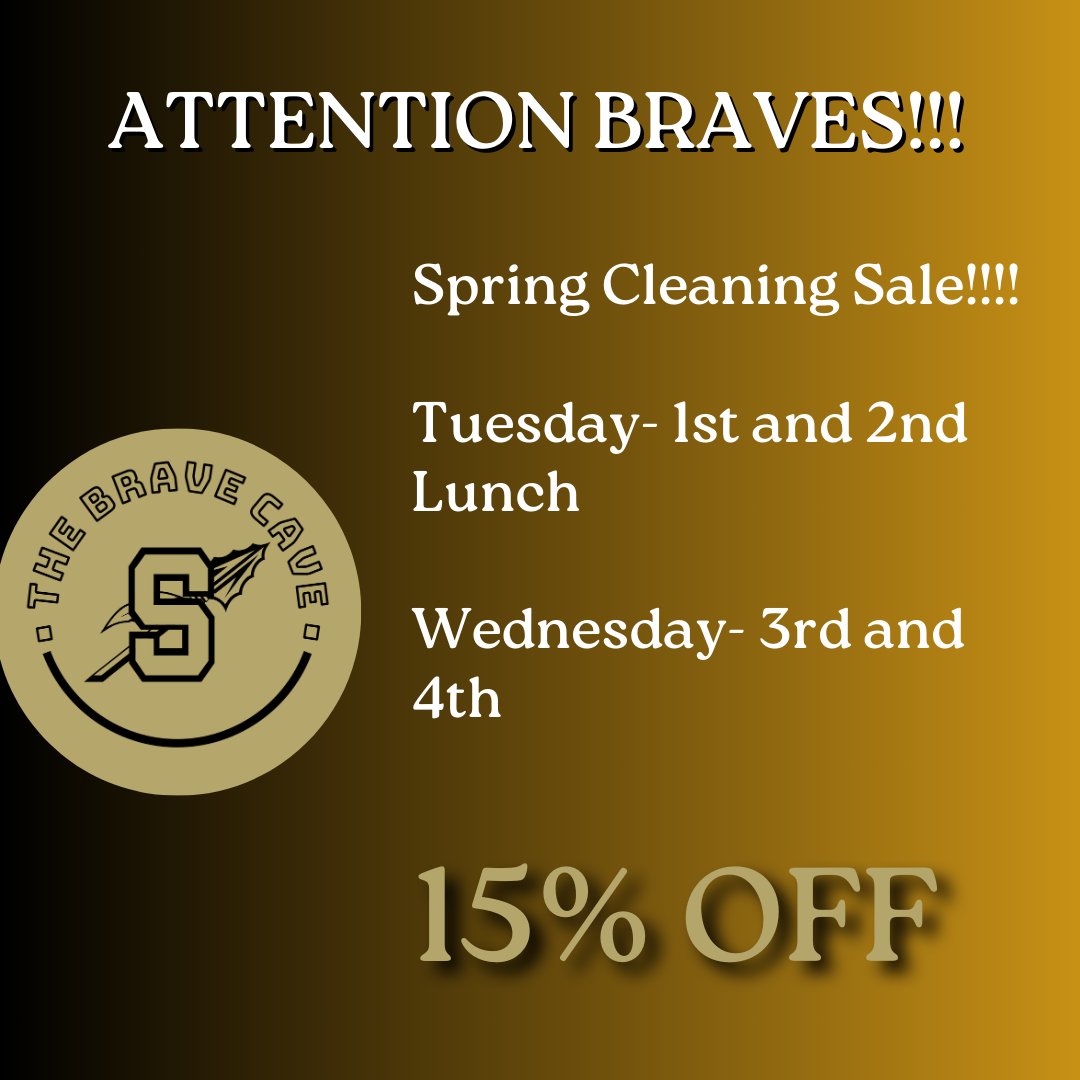 We hope all of #bravenation had a great spring break.  Come check out our spring sale starting tomorrow.  #Goldblooded #braves #socastee #sale #spring #bravecave