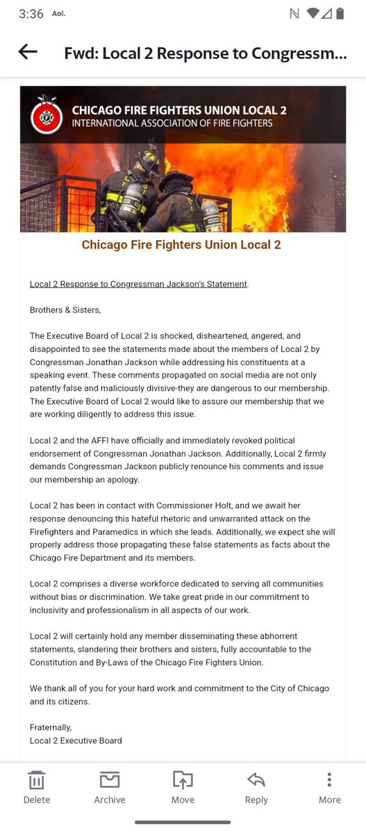 CFD Local 2 has responded to the comments delivered by Rep. Jonathan Jackson.

Contrarian applauds Local 2 for its swift condemnation of Mr. Jackson's sickening and ignorant remarks.