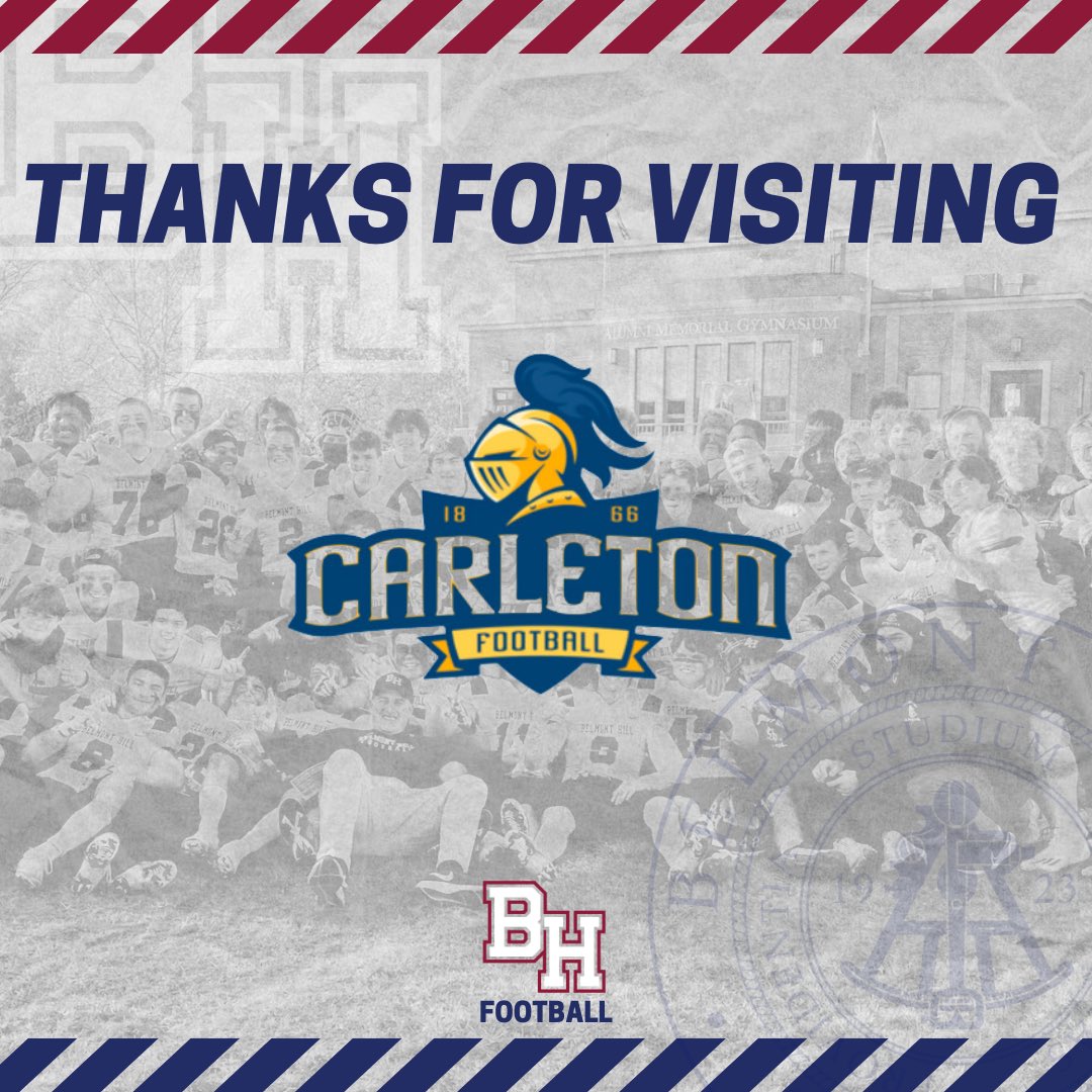 Thanks to @CarletonFB Head Coach @CoachJournell and OC @AB_balogh for stopping by to speak to our student-athletes. #WhyBelHill