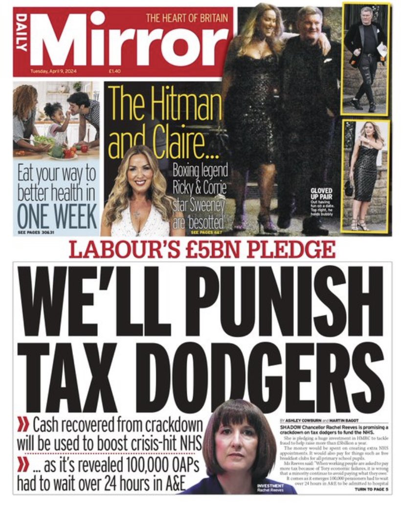 Rachel Reeves pledges to fund crisis-hit NHS with new crackdown on 'tax dodgers’ - tomorrow’s @DailyMirror mirror.co.uk/news/politics/…