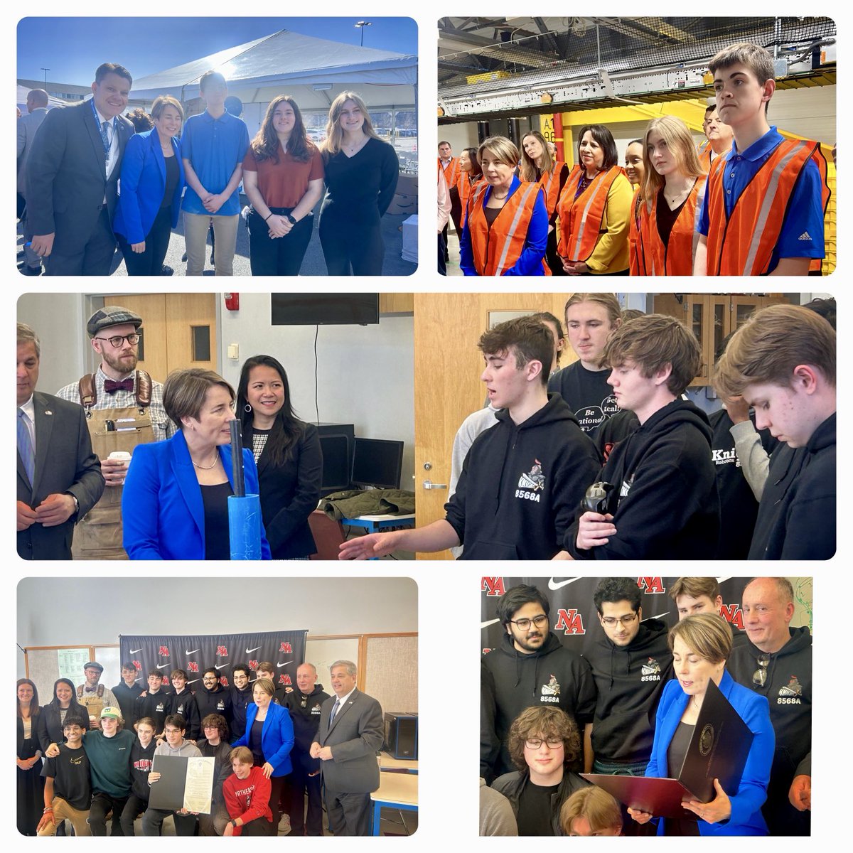 North Andover High School students enjoyed having Governor Healey & Lt Governor Driscoll in NA today! #Robotics #Amazon #WeAreNA