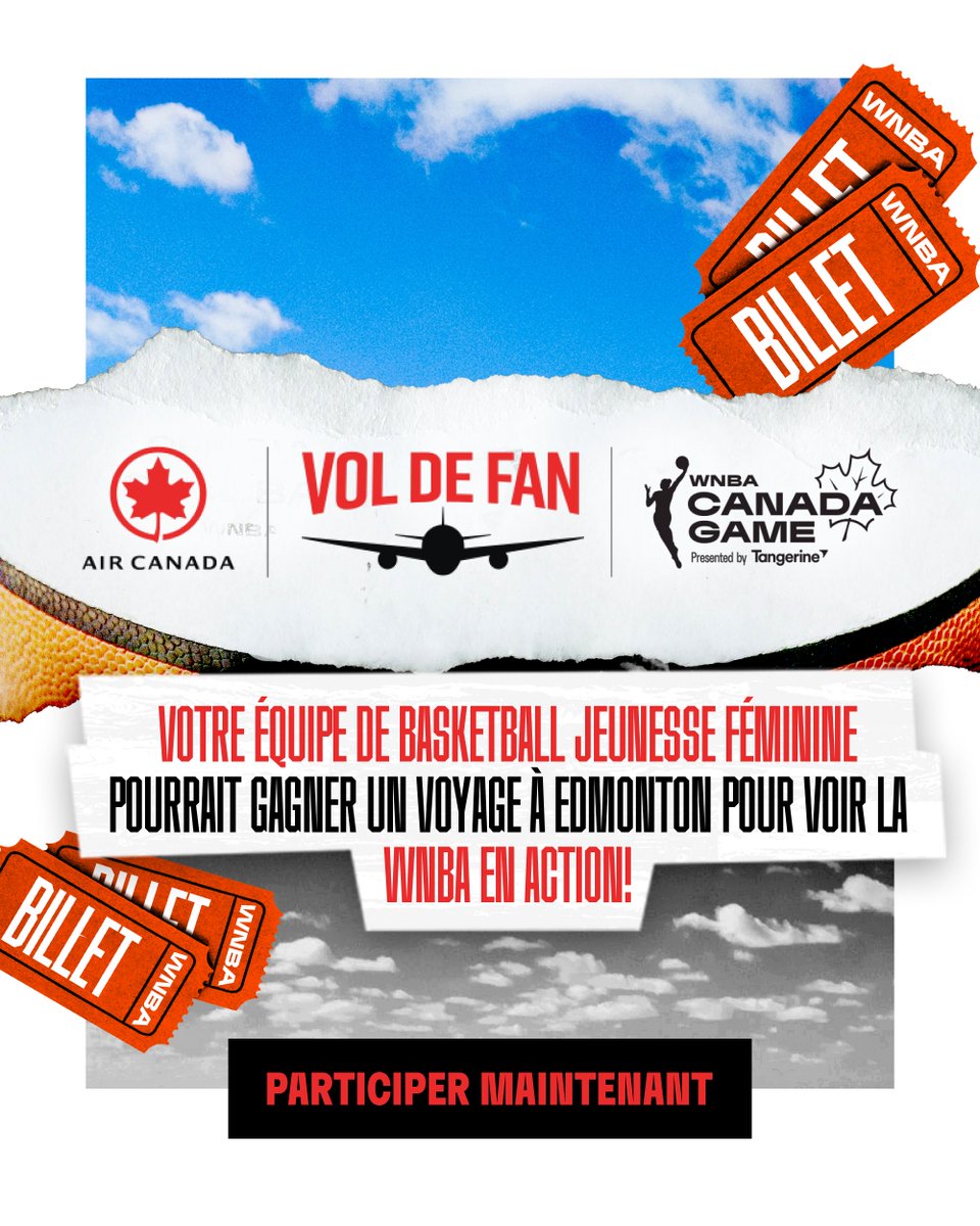 Vous connaissez une équipe féminine de basketball 14U-17U qui mériterait de s’envoler à bord d’un Vol de fan Air Canada? Proposez le nom de cette équipe pour lui donner une chance d'aller à Edmonton vivre la magie d'un match @WNBA au Canada!#VolDeFanAC ow.ly/yF9f50RaUVC