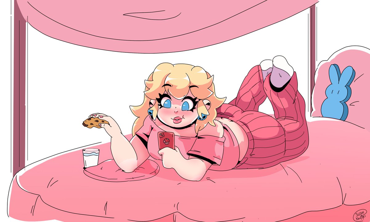 Peach enjoying Milk n cookies 🥛🍪 #peach #mario