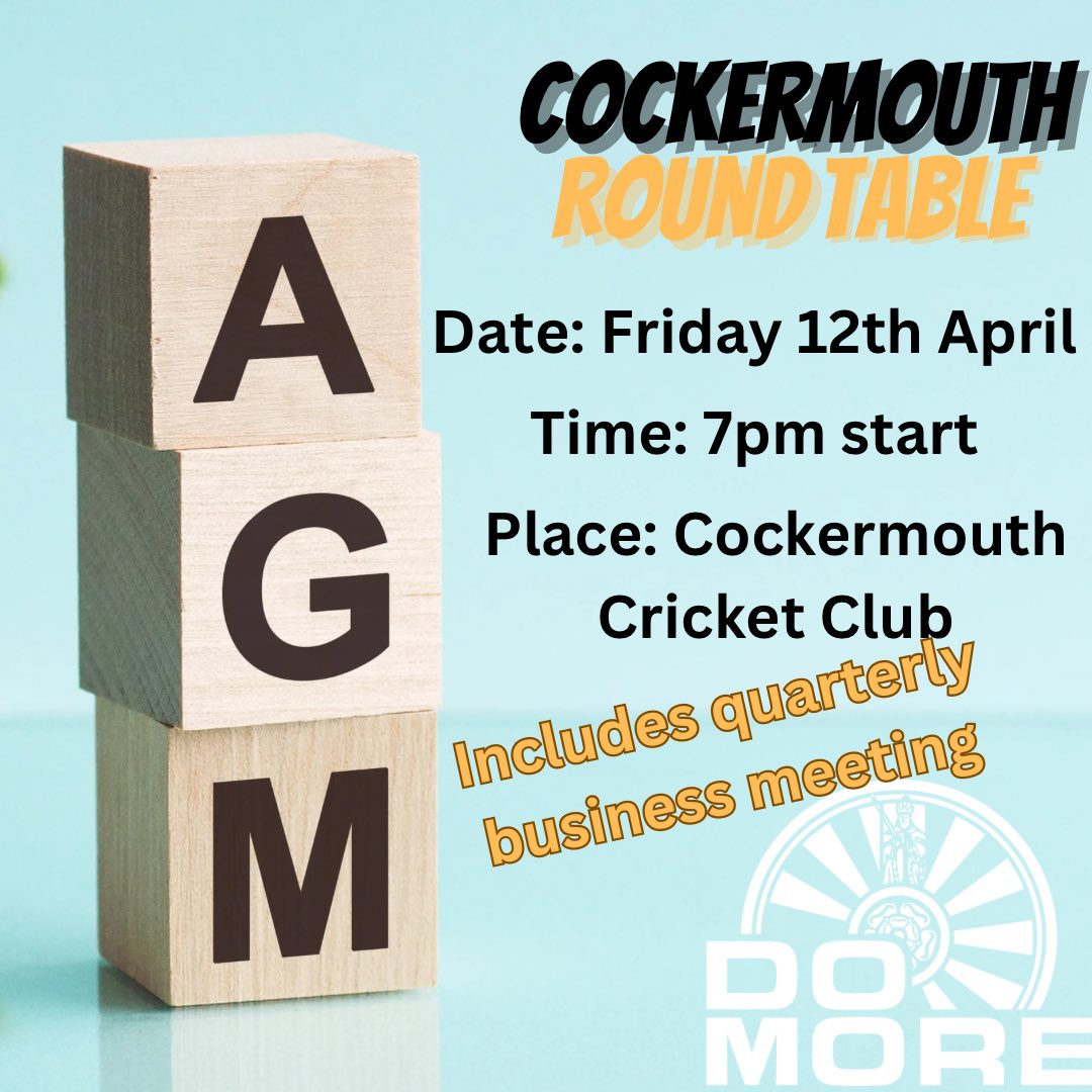 Next up for us is our AGM &amp; business meeting Friday 12th April. A break from doing cool stuff, to plan more cool stuff 💥 

Want to get out more??? Aged 18-45 and want to try this cool stuff? Get in touch–new members welcome to all events! 

#cockermouth #roundtable #DoMoreIn24