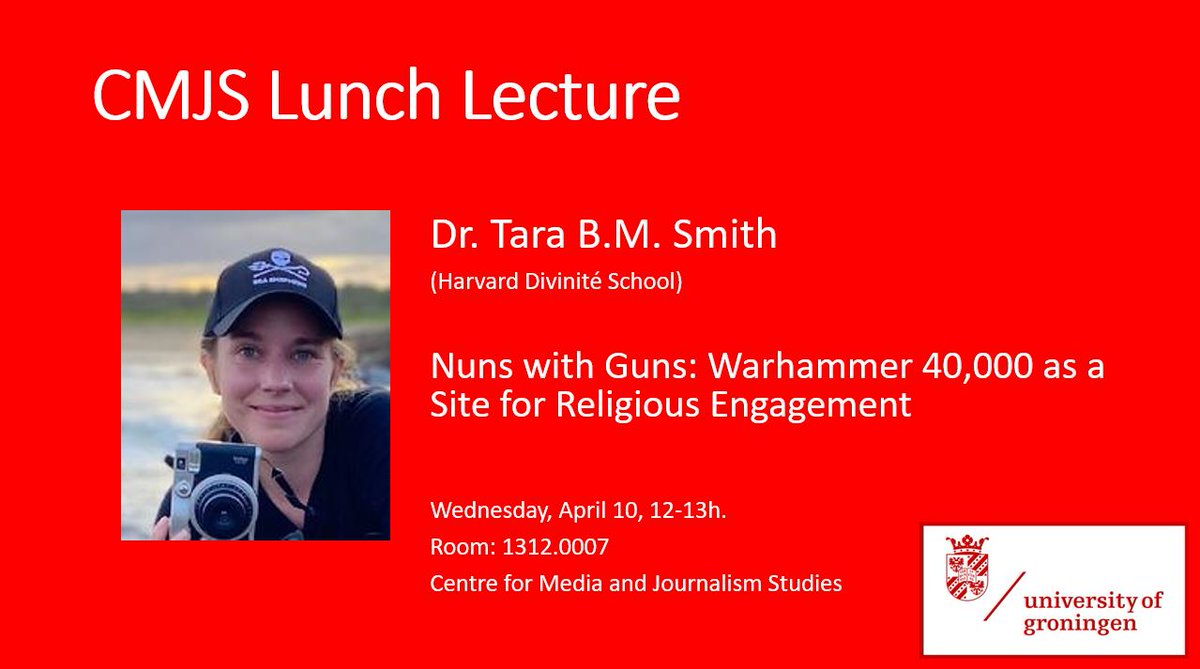 This Wednesday @TaraBlueMoon will be doing our next @univgroningen CMJS lunch lecture on religious symbolism, conflict and dogma in the science fantasy grim dark universe of the Warhammer 40k tabletop game: 'Nuns with Guns: Warhammer 40,000 as a Site for Religious Engagement'