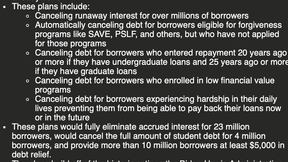 The new Student Debt Relief Plan from @POTUS is extremely comprehensive and would actually give much more substantial and life-changing relief to the people who need it most than the original proposal struck down by the Supreme Court. This is a big deal.