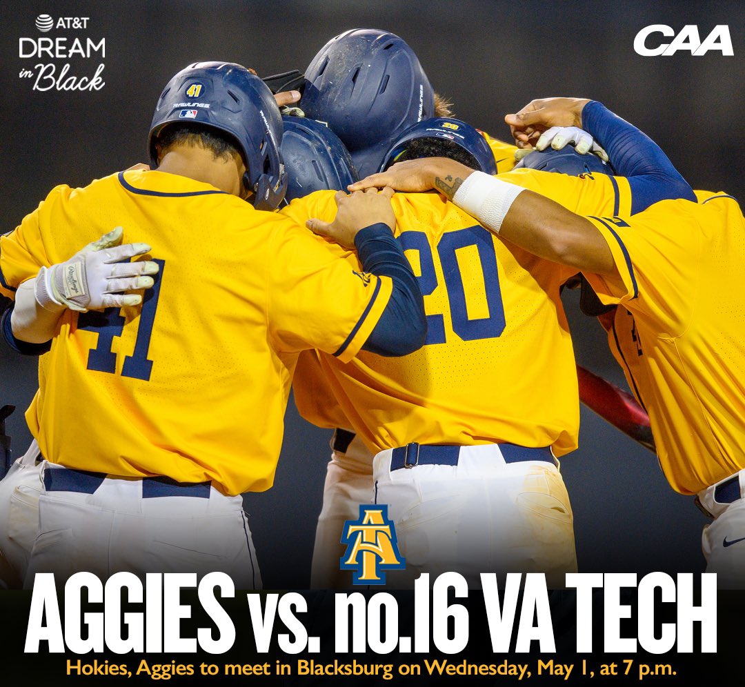 🗣️🗓️ SCHEDULE UPDATE! 🗓️🗣️ @NCAT_Baseball has added a midweek game against the no.16 Hokies of Virginia Tech! The game will be played in Blacksburg on May 1 🫱🏽‍🫲🏾 #AggiePride