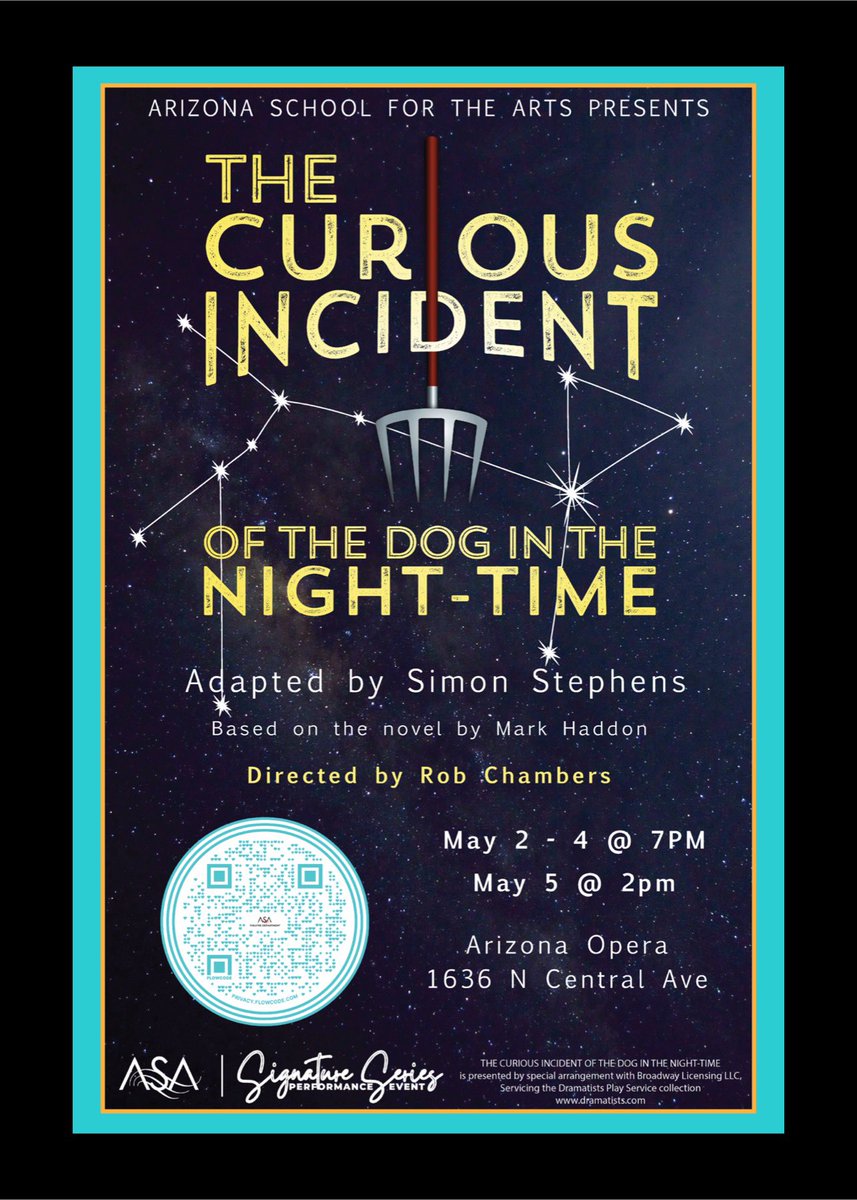 TICKETS NOW AVAILABLE! Reserve your tickets for the Signature Series Spring Main Stage Play: The Curious Incident of the Dog in the Night-Time. Visit: goasa.ticketspice.com/curious-incide… Showing May 2-4 at 7:00 PM + May 5 at 2:00 PM. You won’t want to miss it! #ArtsandSmarts