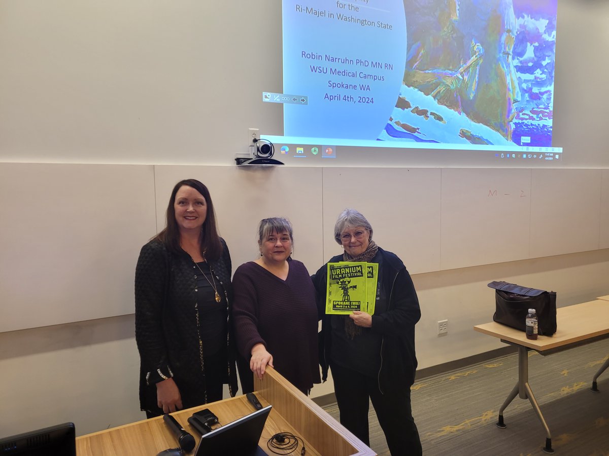 WPSR Nuclear Weapons Abolition Task Force member Dr. Robin Narruhn presented last week at the WSU-Spokane Pharmacy school about her research on the long term health consequences of nuclear testing and colonization on Marshallese people living in the United States.