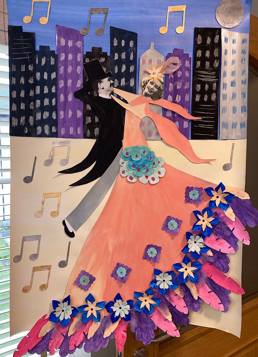 Continuing the musicals theme with this fabulous artwork created by the residents at @AveryHealthcare #ButlersMews #CareHome #Rugby. They worked incredibly hard to paint Ginger Rogers stunning dress for this @creativemojo #FredAstaire & #GingerRogers #Musicals inspired picture.