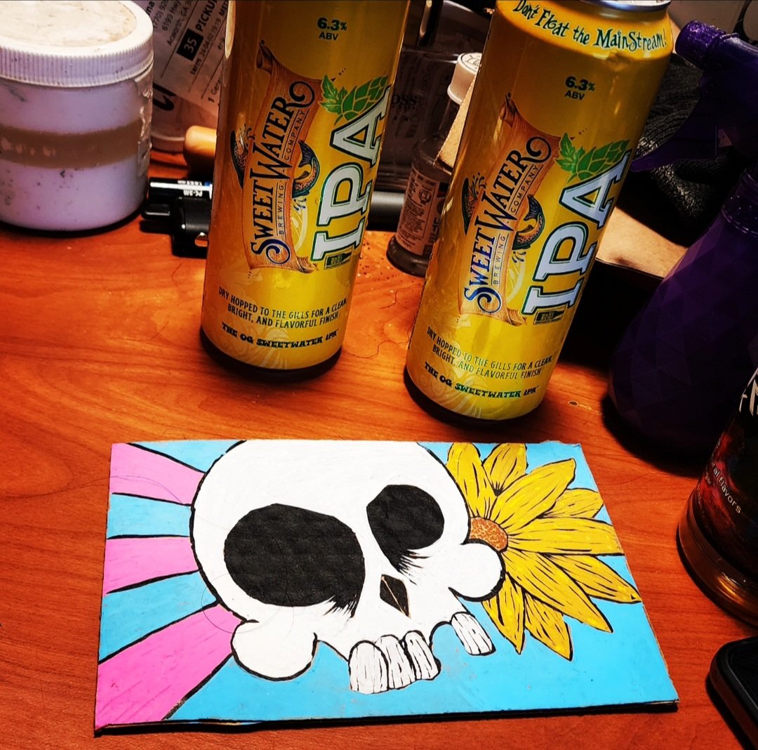 Chillin 😉 
@sweetwaterbrew #art #skull #illustration #sunflower #design #isellart #artcollector #commissionme #starvingartist #letsmakeart #passion #dowhatyoulove #neverstop #lovewhatyoudo #lowbrowart #weirdcore