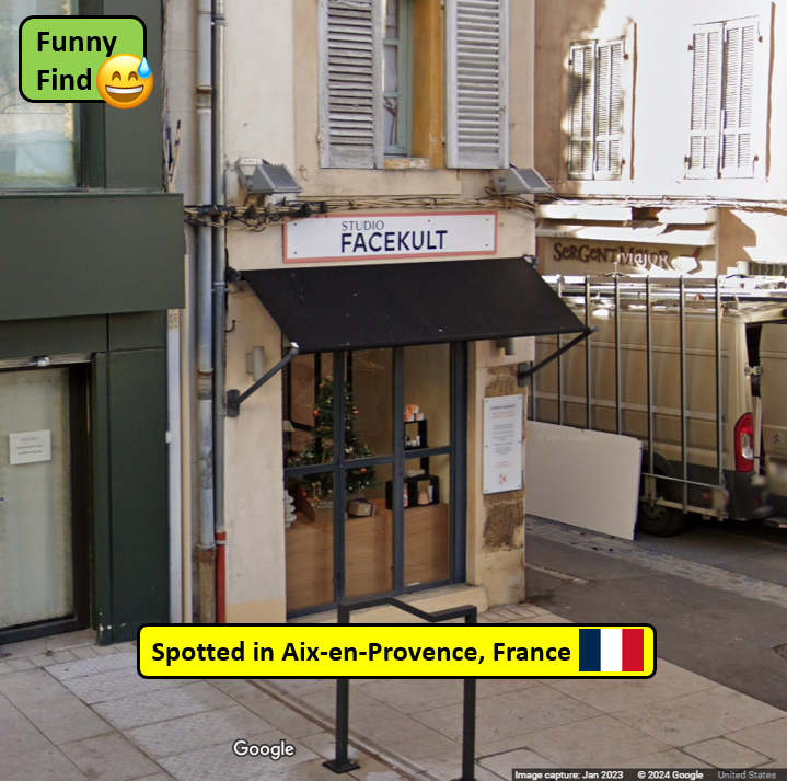It better be a face worth following!

LOL when I spotted 'FaceKult' in #aixenprovence #France
#FunnyFind #streetviewphotography

#streetviewphotography #funny #funnypictures #funnyposts #funnystuff #funnypic #Funnyphoto #funnyphotos #curiousity #travelcuriosity