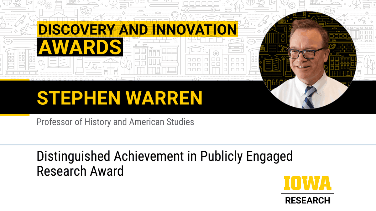 Stephen Warren, @UIowaCLAS prof. in history, received the 2024 the Distinguished Achievement in Publicly Engaged Research Award. Warren studies Native American culture, working closely with @saawanooki and co-authoring his most recent book with @ChiefBarnes.
