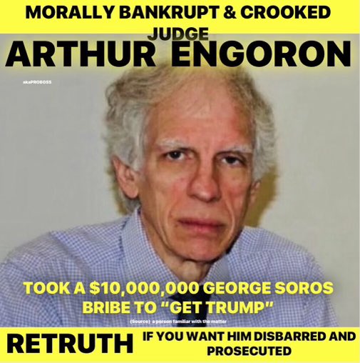 Morally Bankrupt And Crooked Judge Arthur Engoron took 10,000.000 Just to Get President Trump. Repost,If you want this Evil Judge Disbarred