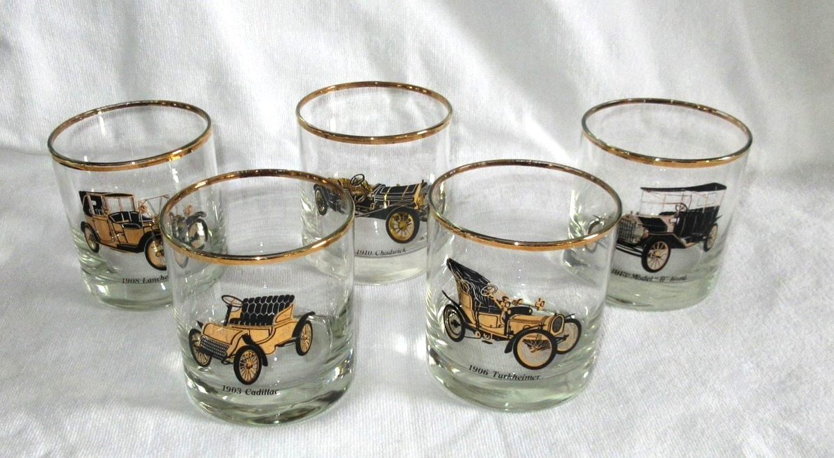 Set of 5 vintage 1900’s Classic Cars Tumblers Drinking Glasses Whiskey ebay.com/itm/2354996219…………… #eBay via @eBay #Cadillac #ModelT #ford #Whiskey #lowball #OntheRocks #Glass #collector #ebay #classiccars #cars #gold #whiskey #whisky #bourbon #scotch #whiskeygram #cocktails