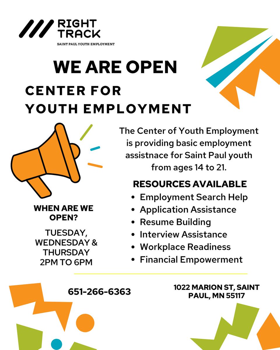 Need employment assistance?

Come to the Center for Youth Employment for everything career readiness!