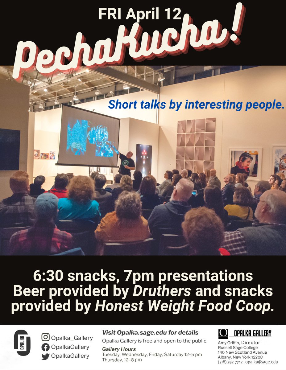 Join @OpalkaGallery this Friday, April 12 for PechaKucha! Short talks by interesting people.
albany.org/event/pechakuc…