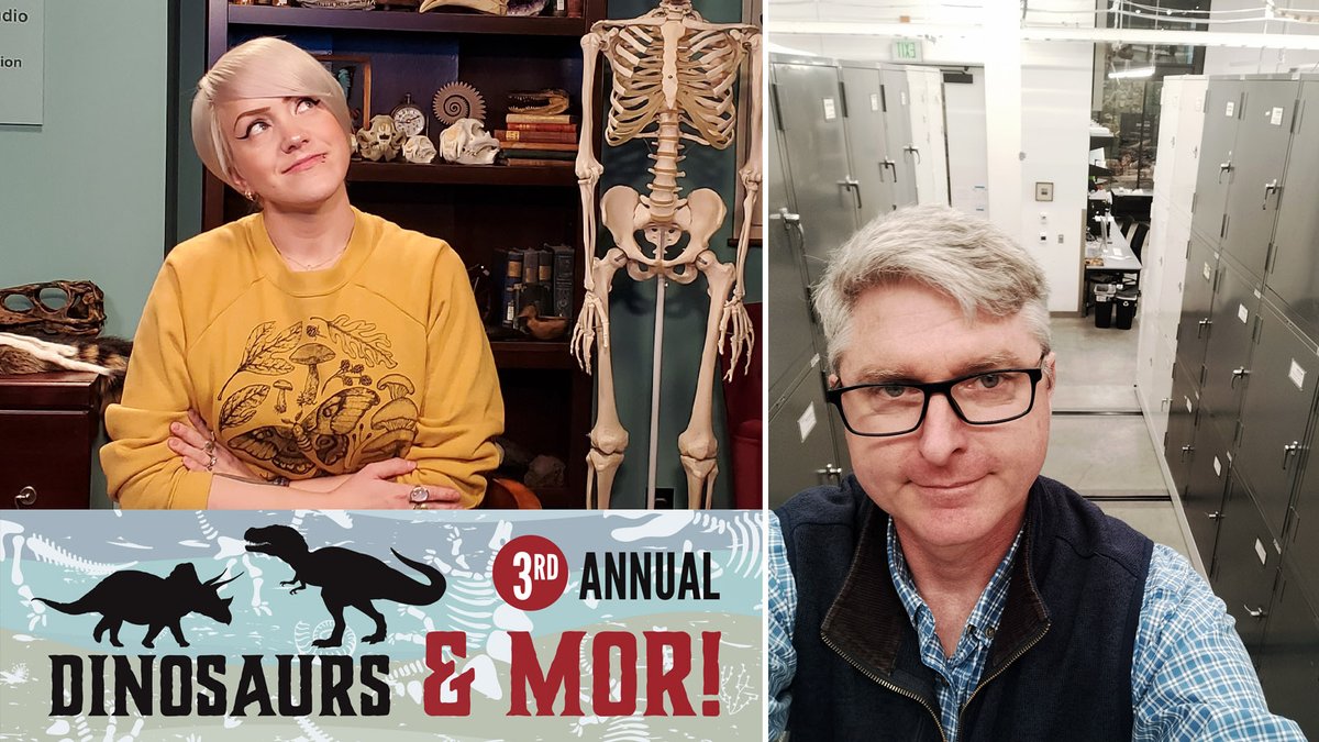 🦖🌟 Join us at #DinosaursAndMOR, April 12-14! Meet two of our lecture speakers: 
👩‍🔬 Ashley Hall: Discussion on the legacy of Mary Anning! 
🦣Dr. Chris Widga: Discover the modern reinvention of an 18th century monster! 
Secure your Lecture passes: ow.ly/itbc50R9Lrs