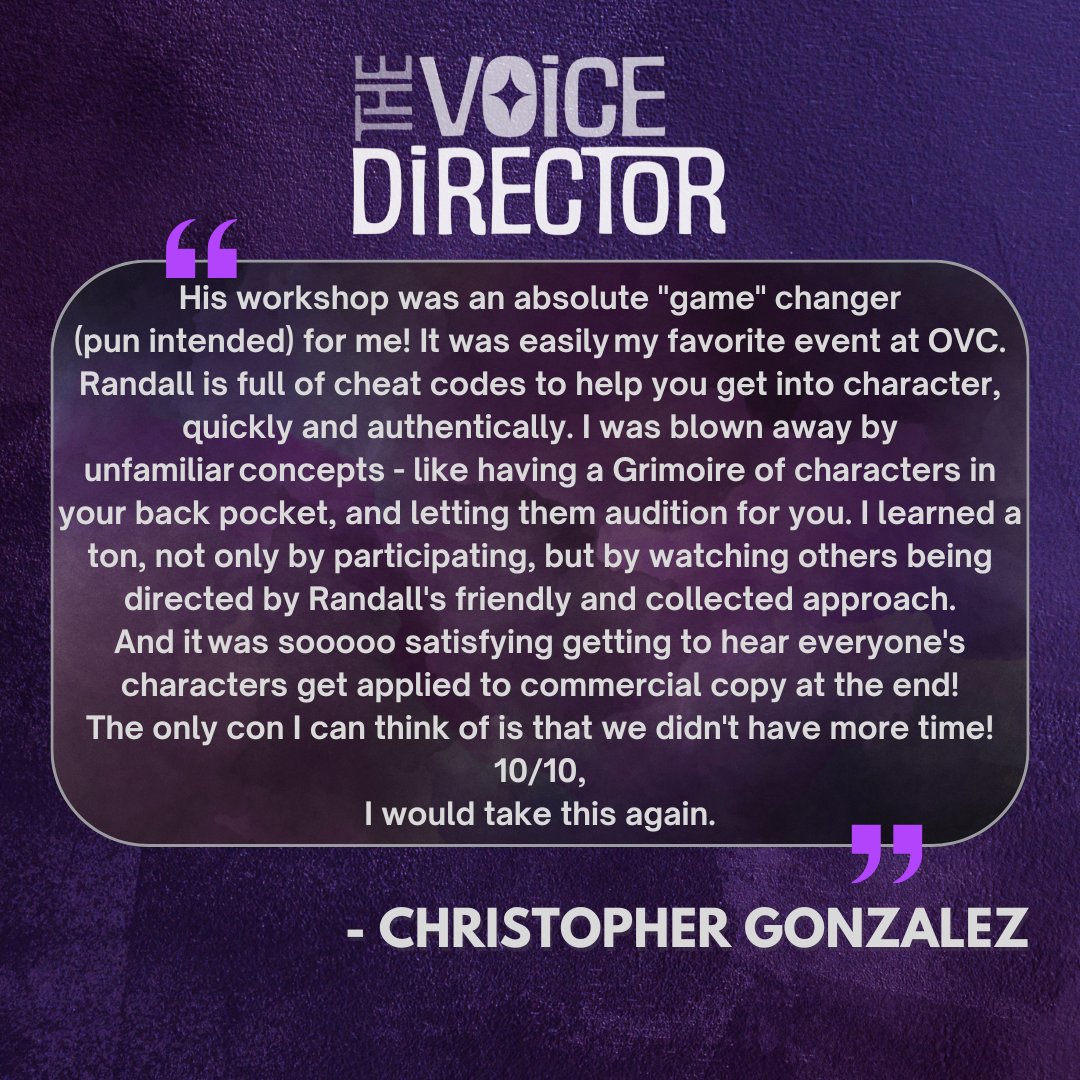Our in-person workshops are where we can truly deep dive into acting and character concepts.  In many ways, it's as rewarding as doing our directing work.  When actors discover new ways to bring their craft to life, it's exhilarating for us, too.

#voiceactor #videogameactor