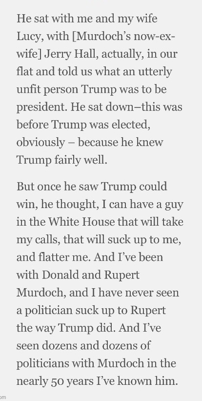madameshawshank's tweet image. Murdoch has known #Trump for decades. He told Malcolm Turnbull that Trump was an “utterly unfit “ person to be President 

Nevertheless he backed him. He watched as Fox spread the stolen election lie 

NickBryant “We (media)kind of facilitated his rise”

#msm 
#complicit