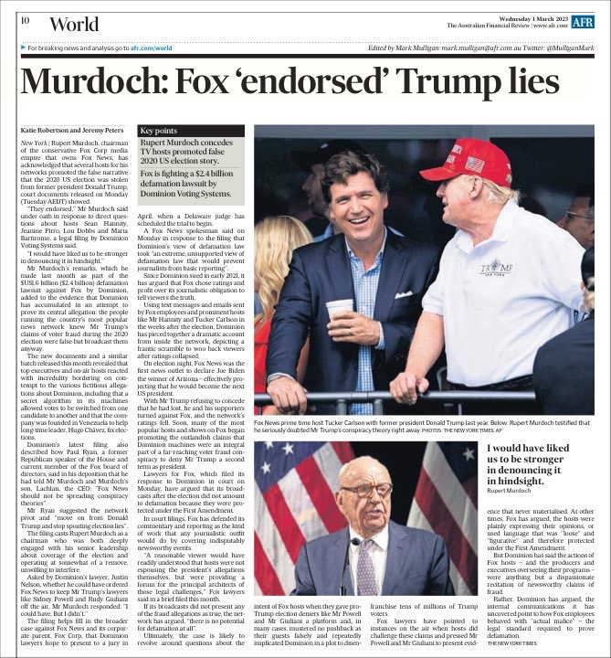 madameshawshank's tweet image. Murdoch has known #Trump for decades. He told Malcolm Turnbull that Trump was an “utterly unfit “ person to be President 

Nevertheless he backed him. He watched as Fox spread the stolen election lie 

NickBryant “We (media)kind of facilitated his rise”

#msm 
#complicit