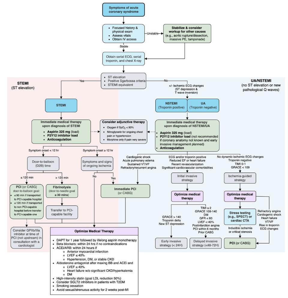 🔸 Acute Coronary Syndrome - Management Algorithm - رهيب 😍 @MatthewHoMD grepmed.com/images/15617/c…