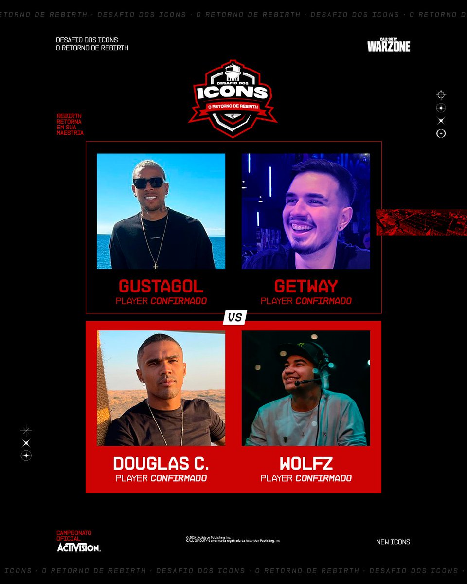 NewIconsOficial's tweet photo. O cenário está montado e as equipes estão prontas para a ação! 💣🔥 Quem vai se consagrar no #DesafioIcons? 🎮🏆
Confira comigo as duplas para o ShowMatch que ocorrerá dia 10/04 às 17h

📺 https://t.co/nQJGhQgxs5
📺 https://t.co/jrSV1wmQ9t

by @CallofDutyBR

 #Warzone #CallofDuty https://t.co/ic5qcZXxBk