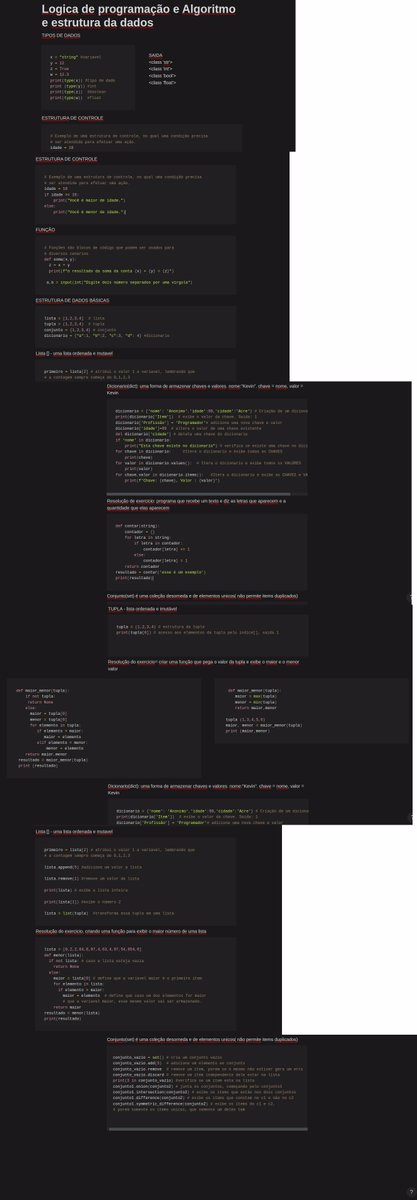 Programa4Dor's tweet image. Dia 2 - 6
Percebi que minha base da programação estava fraca e decidi aprender sobre a logica de programação e estrutura e algoritmo de dados(obs: não consegui estudar mto, passei por alguns problemas, porem o estudo não para )
programa-a-dor.notion.site/Logica-de-prog…