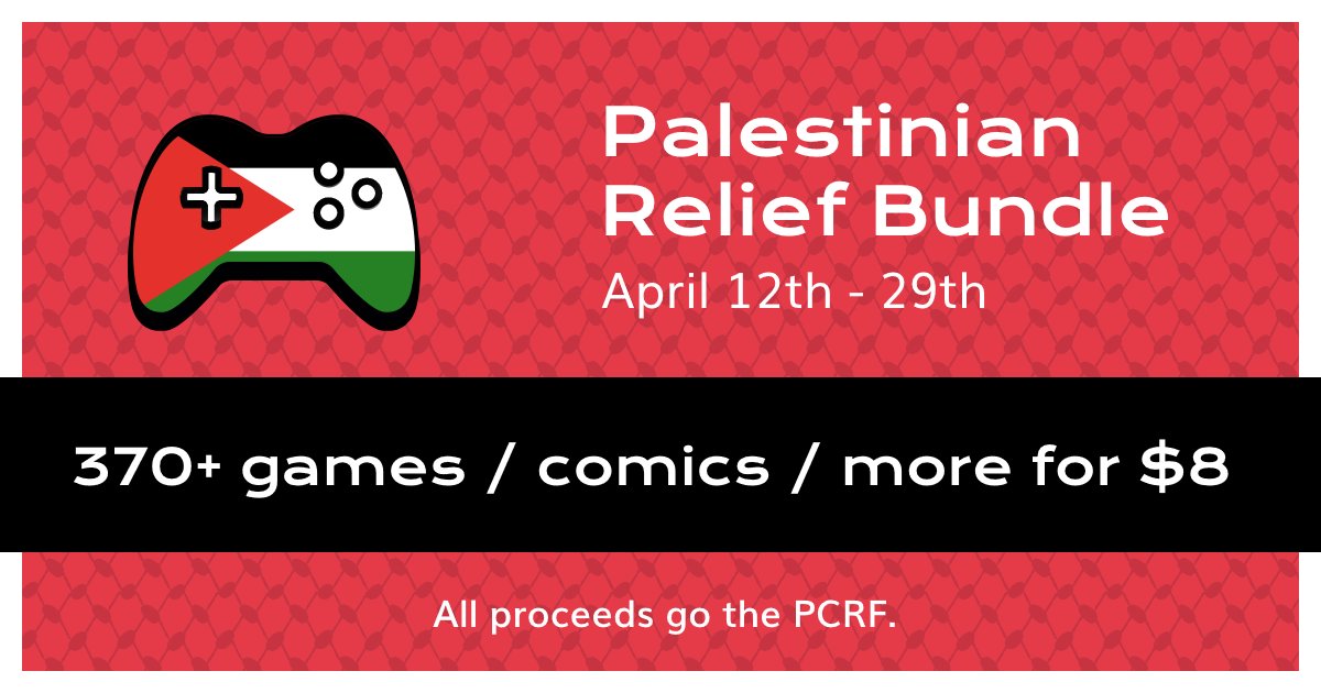 Launching a games charity bundle for Palestine on April 12th! All proceeds go the PCRF. Link below.