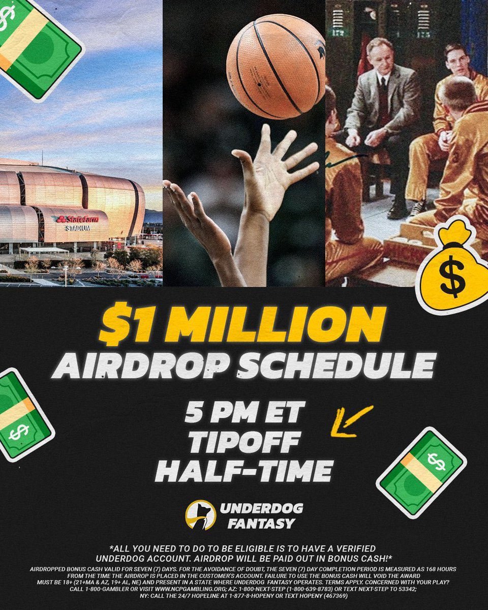 ⚡️ 1 MILLION DOLLAR GIVEAWAY 🙏 Underdog Fantasy is giving away 1 MILLION DOLLARS to users tonight! DO NOT MISS OUT ON THIS💰 Sign up now for a chance to win money. Code LXCK matches your first deposit up to $100! play.underdogfantasy.com/p-lxck-tv #udp