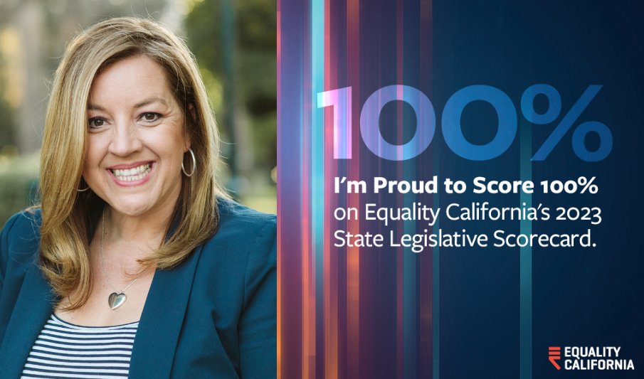 It's an honor to announce I have earned a 100% score on the 2023 @eqca #StateLegislativeScorecard. Today and every day, we must continue to work to build a world that is healthy, just, and fully equal for all LGBTQ+ people.
