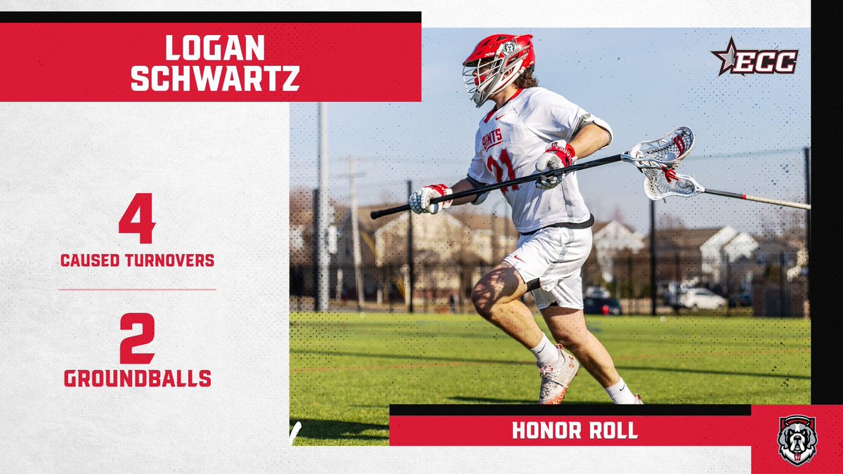 Another stellar performance during an impressive year for sophomore defender Logan Schwartz as he lands himself on the ECC Honor Roll this week. Logan has 39 Groundballs and 30 Caused Turnovers through 13 games this year and continues to impress! #FeedTheDawgs #RollSaints