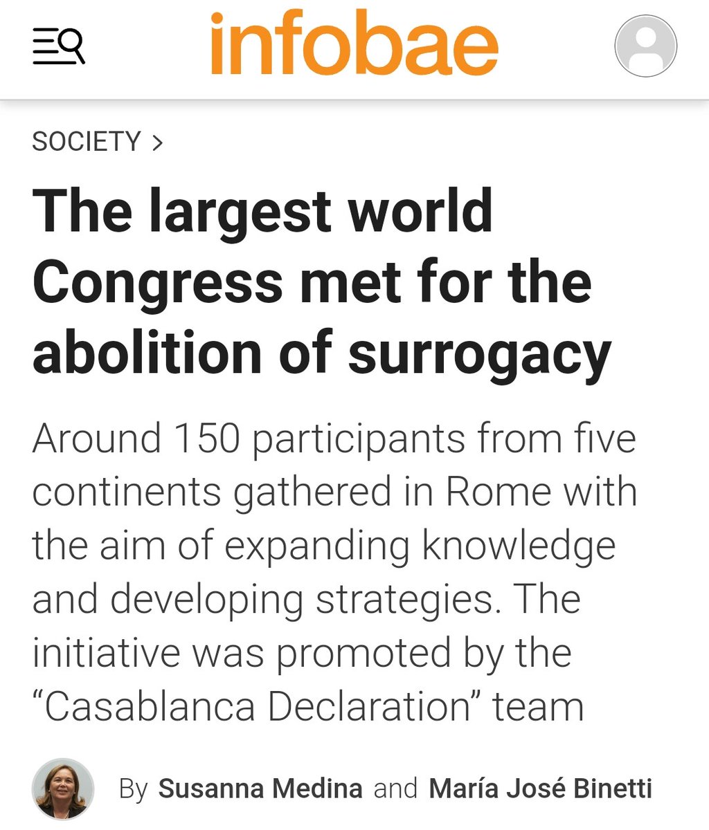 More than 150 participants from five continents gathered in Lumsa University, Roma, with the aim of expanding knowledge and developing media, legal, political and diplomatic strategies that will stop the market in human lives that surrogacy implies. infobae.com/sociedad/2024/…